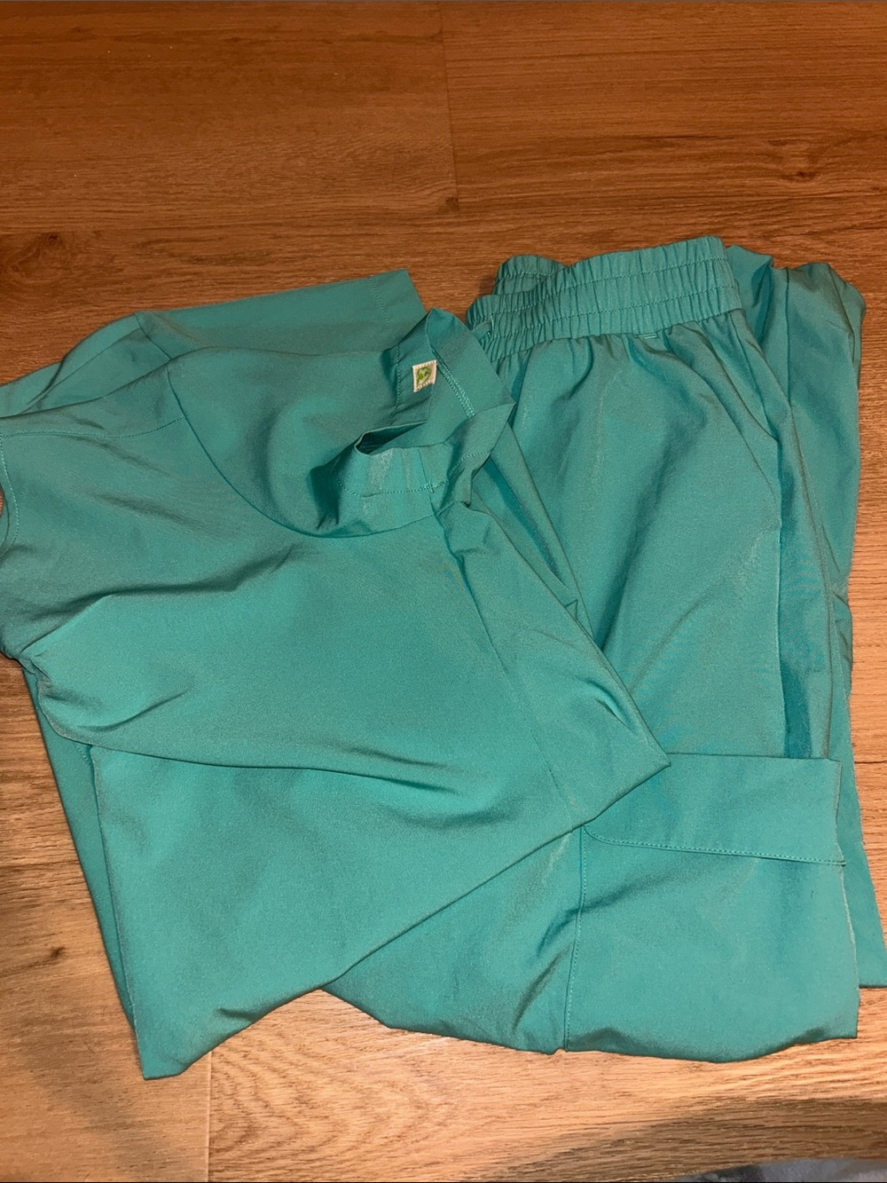 koi Teal Elastic-Waist Scrub Joggers
